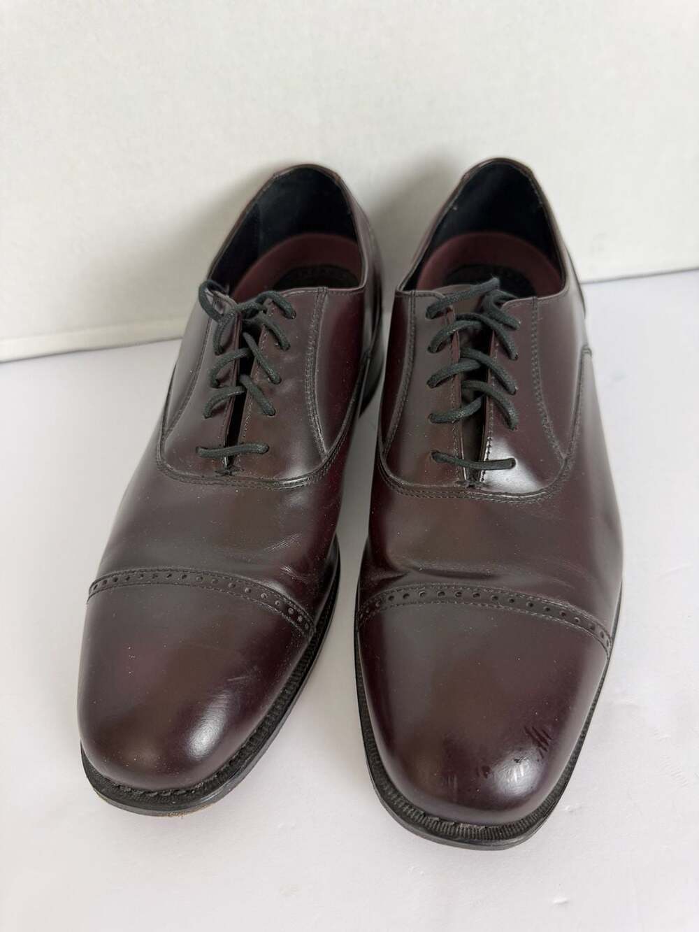 Florsheim Lexington Burgundy Leather Cap Toe Oxford Dress Shoes - Picture 2 of 7
